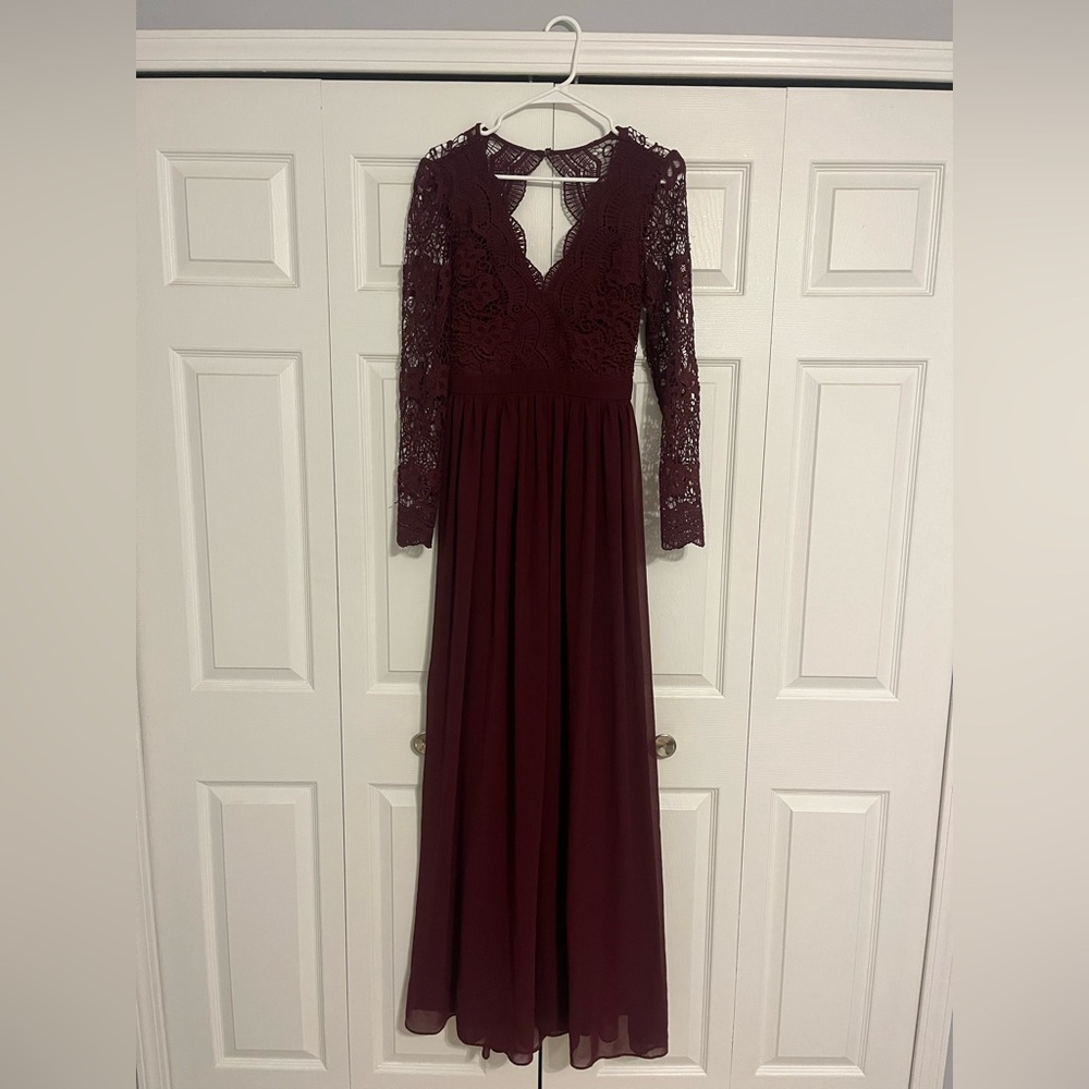 Lulus burgundy dress; size small (runs large)